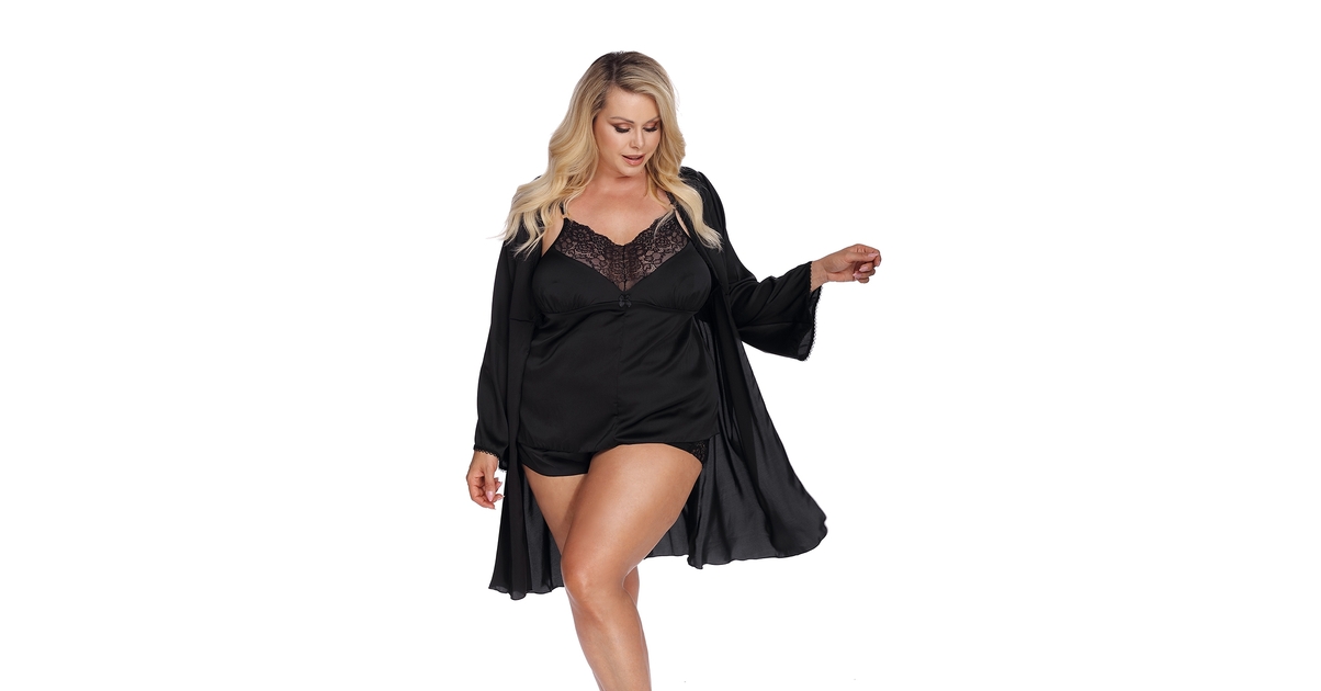 Peignoir (kimono) Chanice Par Anais Apparel - Taille XXXL (46), Noir Dentelle, Neuf Avec étiquettes